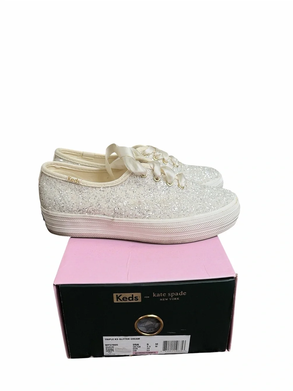 Keds x kate spade triple decker glitter sneakers
